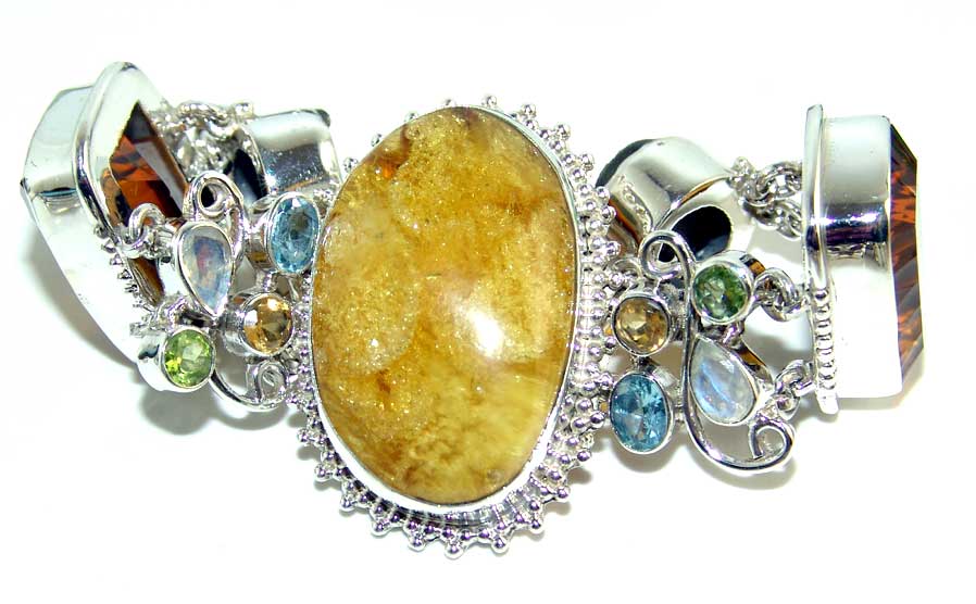 Amber fire topaz drusy topaz peridot